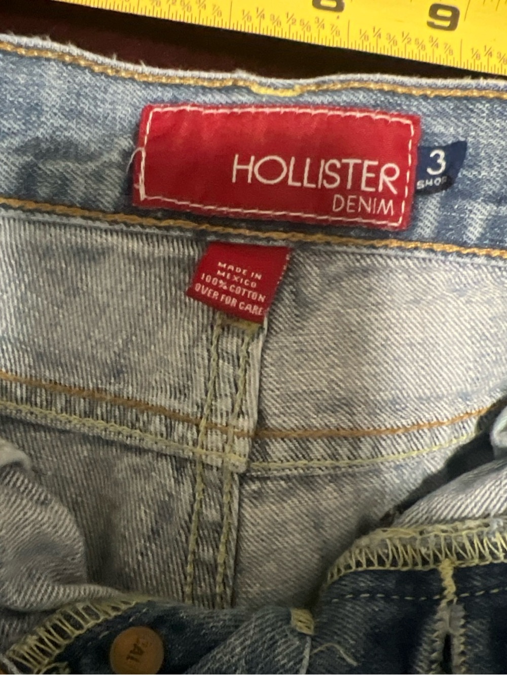 Hollister Junior Light Blue Denim Jean short shorts fray hem- Size 3